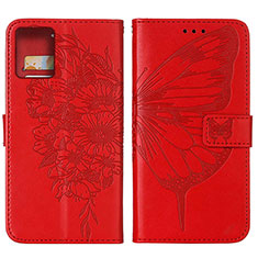 Leather Case Stands Butterfly Flip Cover Holder YB1 for Motorola Moto G 5G (2023) Red