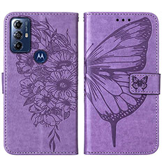 Leather Case Stands Butterfly Flip Cover Holder YB1 for Motorola Moto G Play Gen 2 Clove Purple