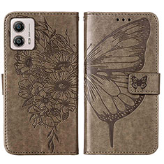 Leather Case Stands Butterfly Flip Cover Holder YB1 for Motorola Moto G53 5G Gray