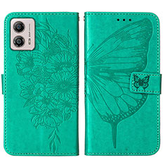 Leather Case Stands Butterfly Flip Cover Holder YB1 for Motorola Moto G53j 5G Green