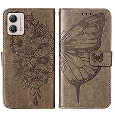 Leather Case Stands Butterfly Flip Cover Holder YB1 for Motorola Moto G53y 5G Gray