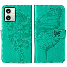 Leather Case Stands Butterfly Flip Cover Holder YB1 for Motorola Moto G54 5G Green