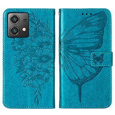 Leather Case Stands Butterfly Flip Cover Holder YB1 for Motorola Moto G84 5G Blue