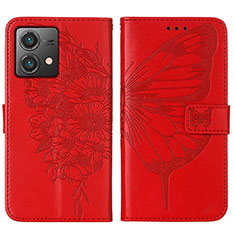 Leather Case Stands Butterfly Flip Cover Holder YB1 for Motorola Moto G84 5G Red