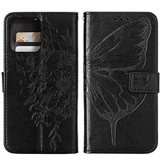 Leather Case Stands Butterfly Flip Cover Holder YB1 for Motorola Moto X40 5G Black