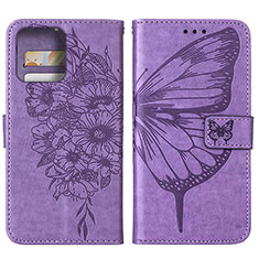 Leather Case Stands Butterfly Flip Cover Holder YB1 for Motorola Moto X40 5G Clove Purple