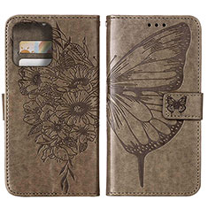 Leather Case Stands Butterfly Flip Cover Holder YB1 for Motorola Moto X40 5G Gray