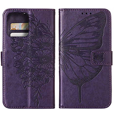 Leather Case Stands Butterfly Flip Cover Holder YB1 for Motorola Moto X40 5G Purple