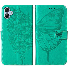 Leather Case Stands Butterfly Flip Cover Holder YB1 for Samsung Galaxy F04 Green