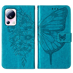 Leather Case Stands Butterfly Flip Cover Holder YB1 for Xiaomi Civi 2 5G Blue