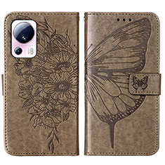 Leather Case Stands Butterfly Flip Cover Holder YB1 for Xiaomi Civi 2 5G Gray