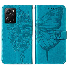 Leather Case Stands Butterfly Flip Cover Holder YB1 for Xiaomi Poco X5 Pro 5G Blue