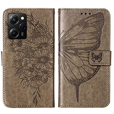 Leather Case Stands Butterfly Flip Cover Holder YB1 for Xiaomi Poco X5 Pro 5G Gray