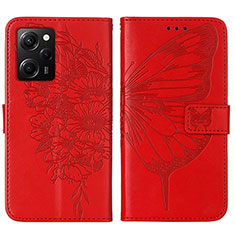 Leather Case Stands Butterfly Flip Cover Holder YB1 for Xiaomi Poco X5 Pro 5G Red