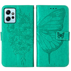 Leather Case Stands Butterfly Flip Cover Holder YB1 for Xiaomi Redmi Note 12 4G Green