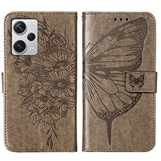 Leather Case Stands Butterfly Flip Cover Holder YB1 for Xiaomi Redmi Note 12 Explorer Gray