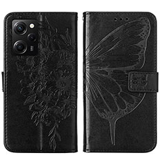 Leather Case Stands Butterfly Flip Cover Holder YB1 for Xiaomi Redmi Note 12 Pro Speed 5G Black