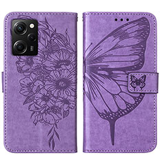 Leather Case Stands Butterfly Flip Cover Holder YB1 for Xiaomi Redmi Note 12 Pro Speed 5G Clove Purple