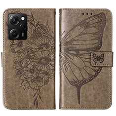 Leather Case Stands Butterfly Flip Cover Holder YB1 for Xiaomi Redmi Note 12 Pro Speed 5G Gray