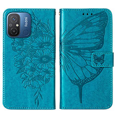 Leather Case Stands Butterfly Flip Cover Holder YB2 for Xiaomi Poco C55 Blue