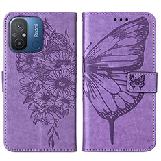 Leather Case Stands Butterfly Flip Cover Holder YB2 for Xiaomi Poco C55 Clove Purple