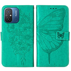 Leather Case Stands Butterfly Flip Cover Holder YB2 for Xiaomi Poco C55 Green