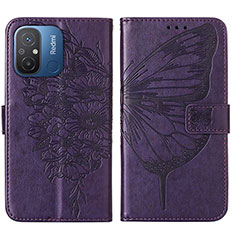 Leather Case Stands Butterfly Flip Cover Holder YB2 for Xiaomi Poco C55 Purple