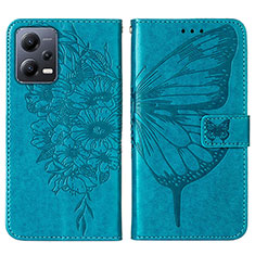 Leather Case Stands Butterfly Flip Cover Holder YB2 for Xiaomi Poco X5 5G Blue
