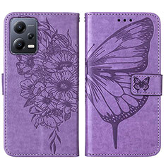 Leather Case Stands Butterfly Flip Cover Holder YB2 for Xiaomi Poco X5 5G Clove Purple