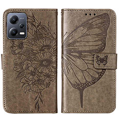 Leather Case Stands Butterfly Flip Cover Holder YB2 for Xiaomi Poco X5 5G Gray