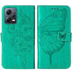 Leather Case Stands Butterfly Flip Cover Holder YB2 for Xiaomi Poco X5 5G Green