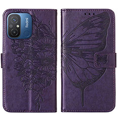 Leather Case Stands Butterfly Flip Cover Holder YB2 for Xiaomi Redmi 11A 4G Purple