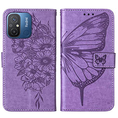 Leather Case Stands Butterfly Flip Cover Holder YB2 for Xiaomi Redmi 12C 4G Clove Purple