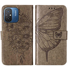 Leather Case Stands Butterfly Flip Cover Holder YB2 for Xiaomi Redmi 12C 4G Gray