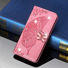 Leather Case Stands Butterfly Flip Cover L01 Holder for Xiaomi Mi 11 5G Hot Pink