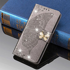 Leather Case Stands Butterfly Flip Cover L01 Holder for Xiaomi Mi 11 Lite 4G Gray