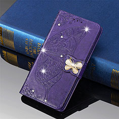 Leather Case Stands Butterfly Flip Cover L01 Holder for Xiaomi Mi 11 Lite 4G Purple