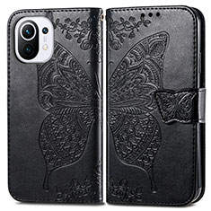 Leather Case Stands Butterfly Flip Cover L02 Holder for Xiaomi Mi 11 5G Black