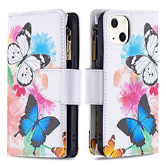 Leather Case Stands Butterfly Flip Cover L03 Holder for Apple iPhone 14 Pink