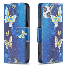 Leather Case Stands Butterfly Flip Cover L07 Holder for Apple iPhone 13 Mini Blue