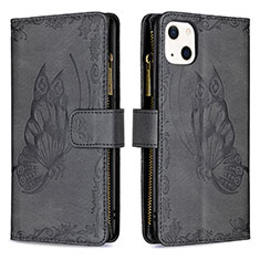 Leather Case Stands Butterfly Flip Cover L08 Holder for Apple iPhone 13 Mini Black