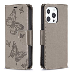 Leather Case Stands Butterfly Flip Cover L09 Holder for Apple iPhone 13 Pro Max Dark Gray