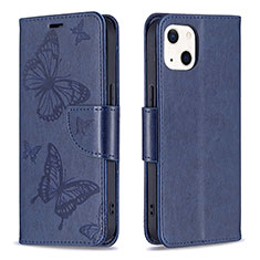 Leather Case Stands Butterfly Flip Cover L09 Holder for Apple iPhone 15 Blue