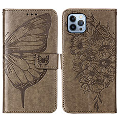 Leather Case Stands Butterfly Flip Cover L10 Holder for Apple iPhone 13 Pro Dark Gray