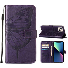 Leather Case Stands Butterfly Flip Cover L10 Holder for Apple iPhone 14 Purple