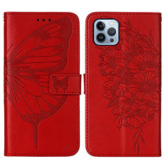 Leather Case Stands Butterfly Flip Cover L10 Holder for Apple iPhone 15 Pro Max Red