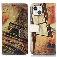 Leather Case Stands Fashionable Pattern Flip Cover A07 Holder for Apple iPhone 13 Mini Brown