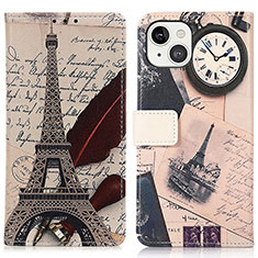 Leather Case Stands Fashionable Pattern Flip Cover A07 Holder for Apple iPhone 13 Mini Gray