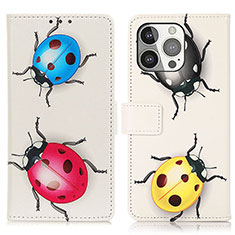 Leather Case Stands Fashionable Pattern Flip Cover A07 Holder for Apple iPhone 15 Pro Max Colorful