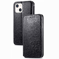 Leather Case Stands Fashionable Pattern Flip Cover H02 Holder for Apple iPhone 13 Mini Black